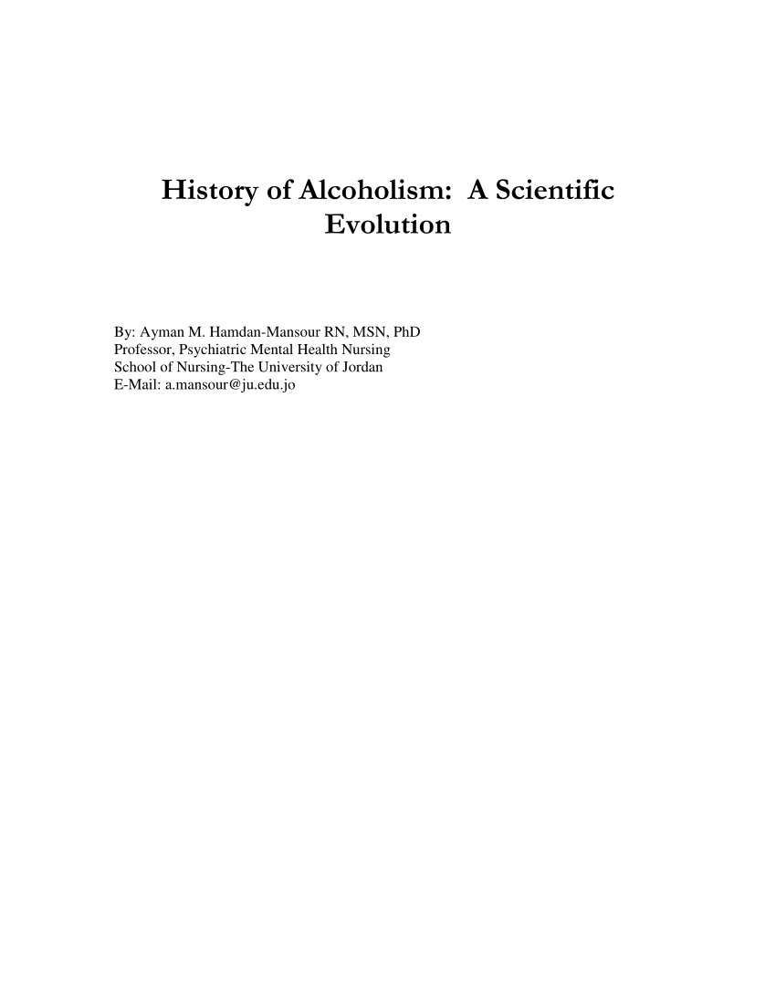 history of alcohol research paper