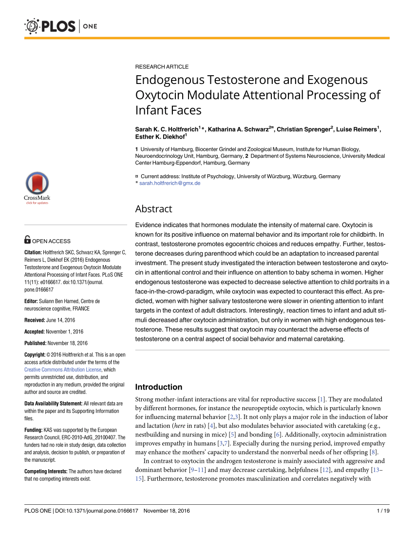 ganske enkelt gå i stå Maleri PDF) Endogenous Testosterone and Exogenous Oxytocin Modulate Attentional  Processing of Infant Faces