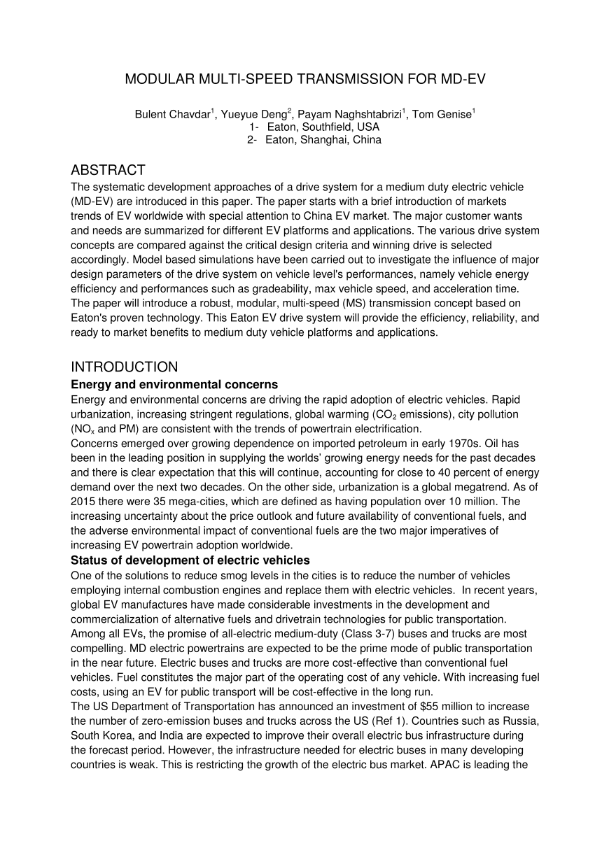 (PDF) MODULAR MULTI-SPEED TRANSMISSION FOR MD-EV