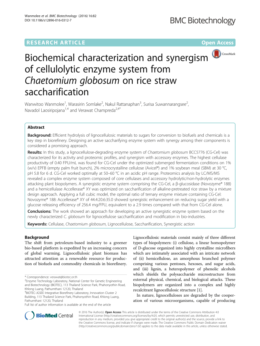 (PDF) Biochemical characterization and synergism of