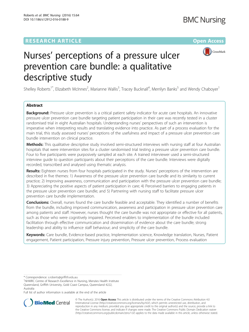 Nurses Perceptions Of A Pressure Ulcer Prevention