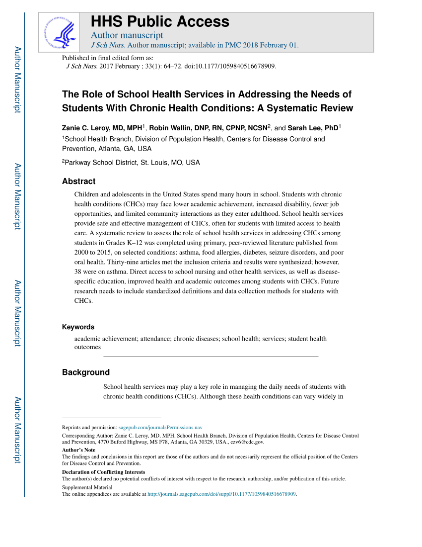 PDF) The role of the school nurse in special schools for pupils with severe  learning difficulties