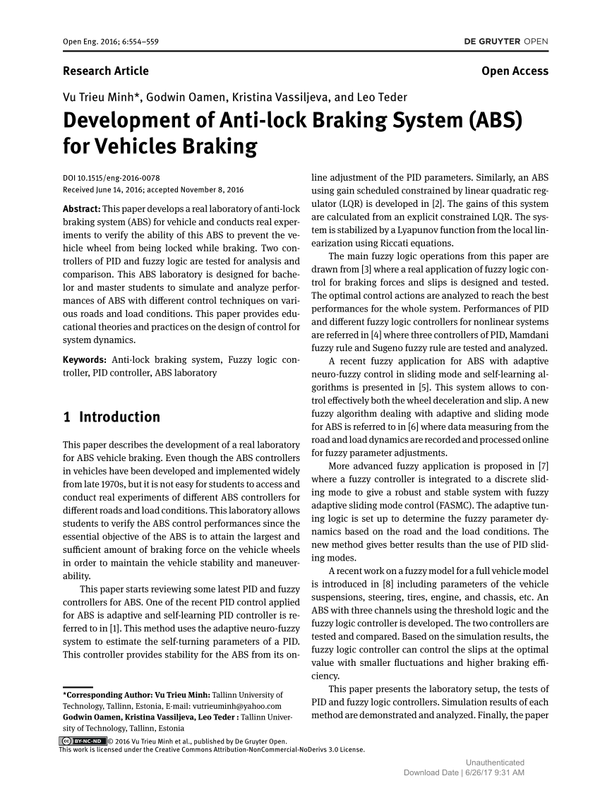 research paper on anti lock braking system pdf