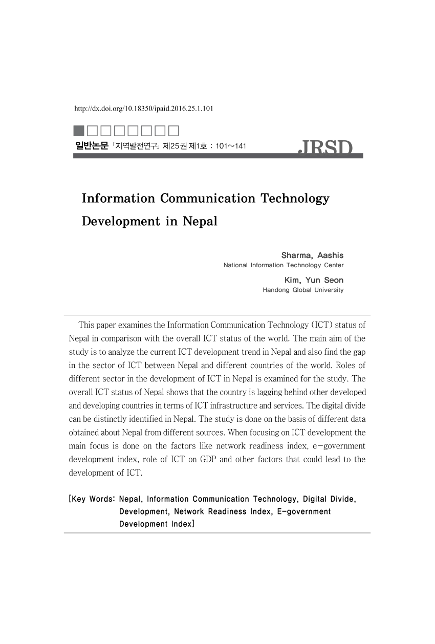 (PDF) Information Communication Technology Development in ...