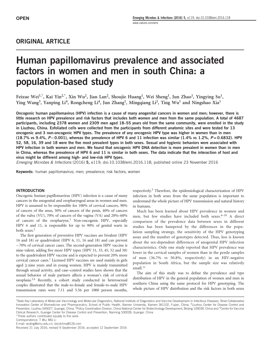 Pdf Human Papillomavirus Prevalence And Associated Factors - 