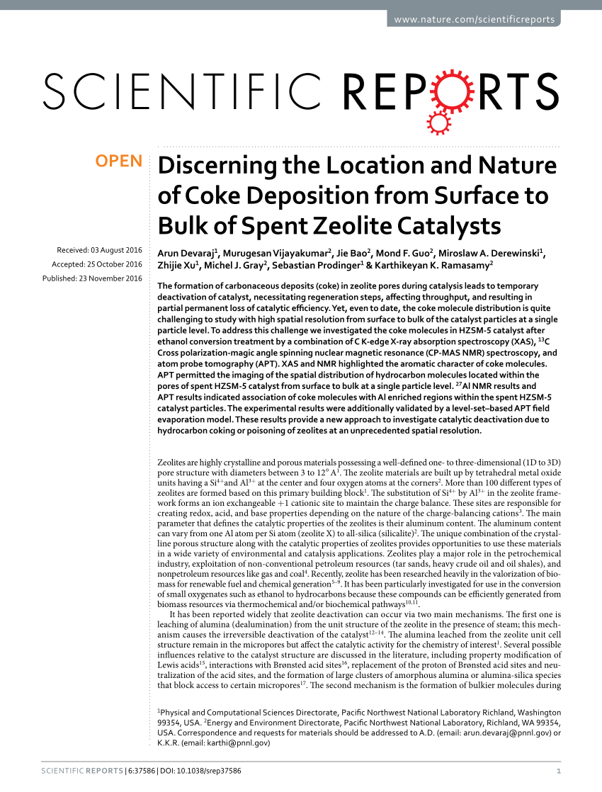 PDF) Discerning the Location and Nature of Coke Deposition from 