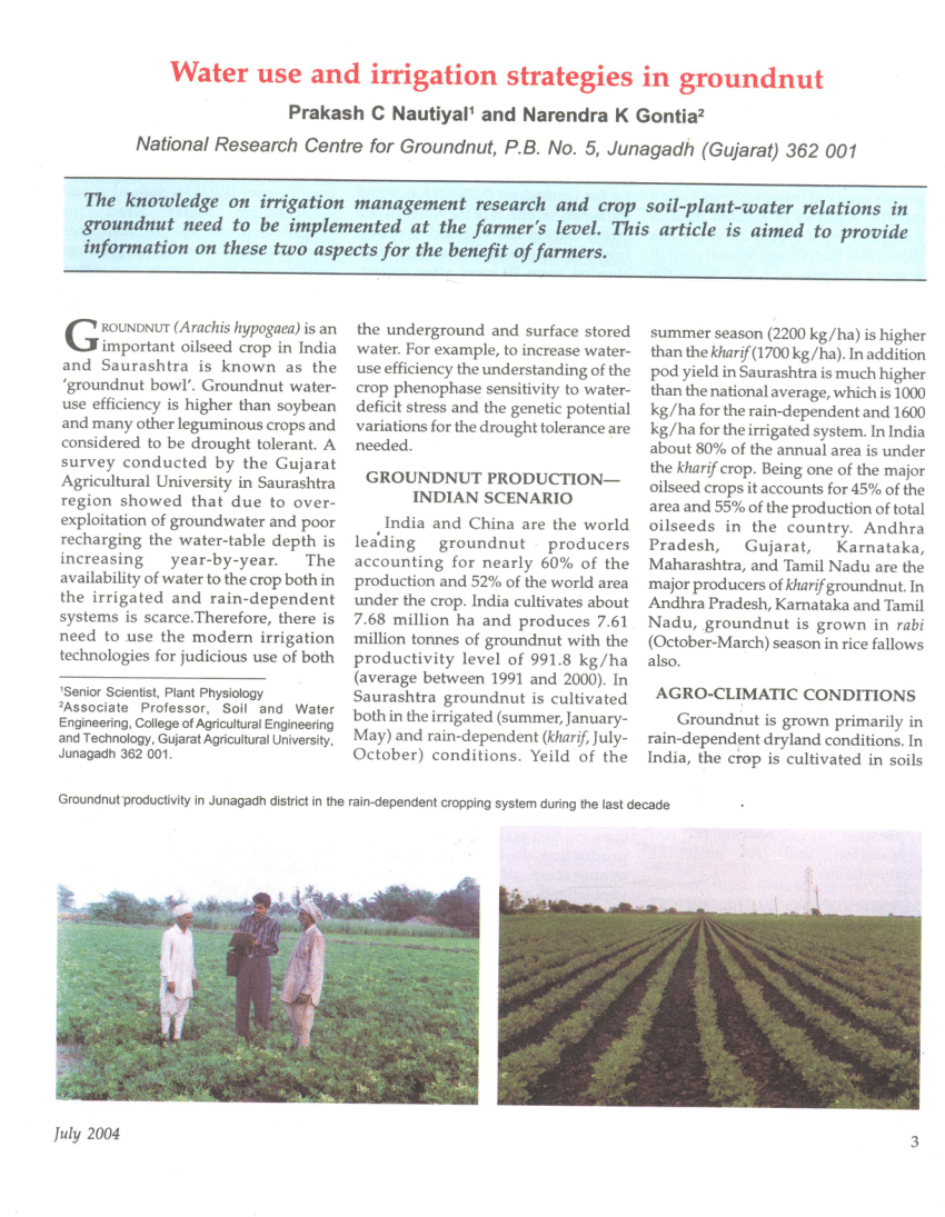 (PDF) Water use and irrigation strategies in groundnut