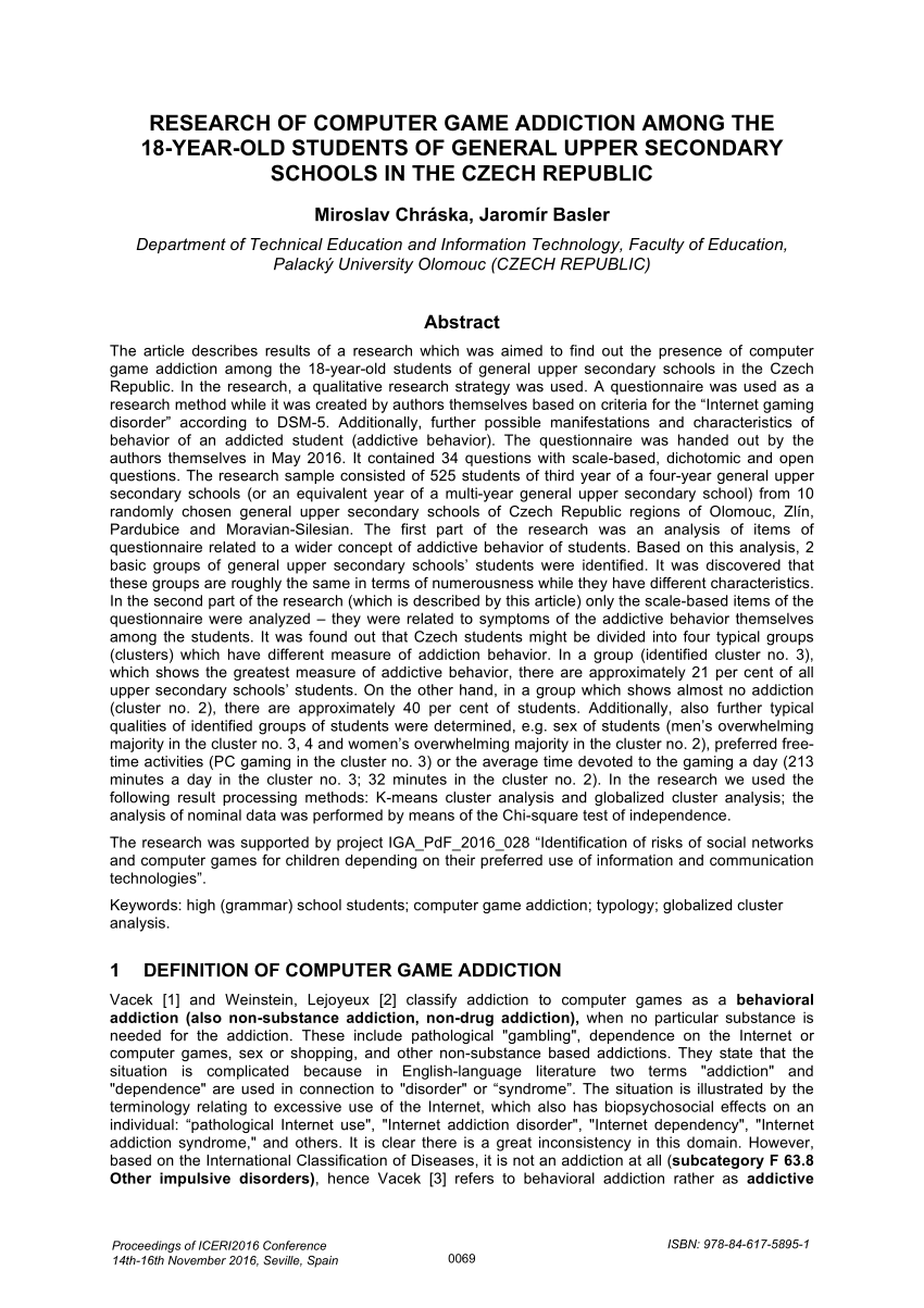 example of research paper about computer games addiction