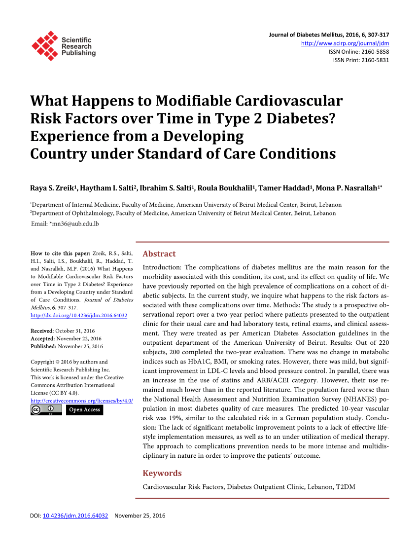PDF) What Happens to Modifiable Cardiovascular Risk Factors over ...
