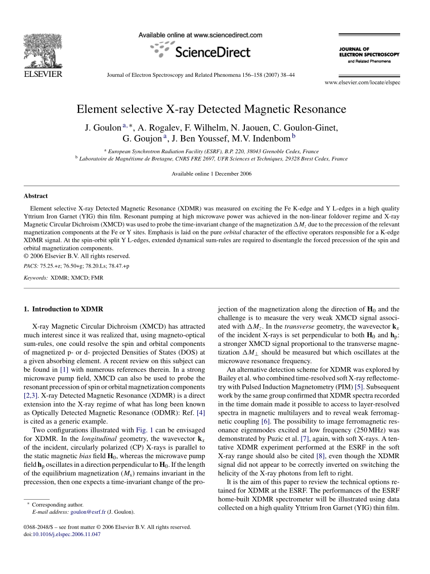 Pdf Element Selective X Ray Detected Magnetic Resonance