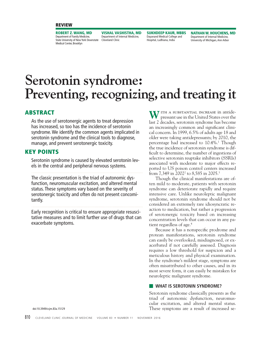 Serotonin Syndrome Drugs To Avoid