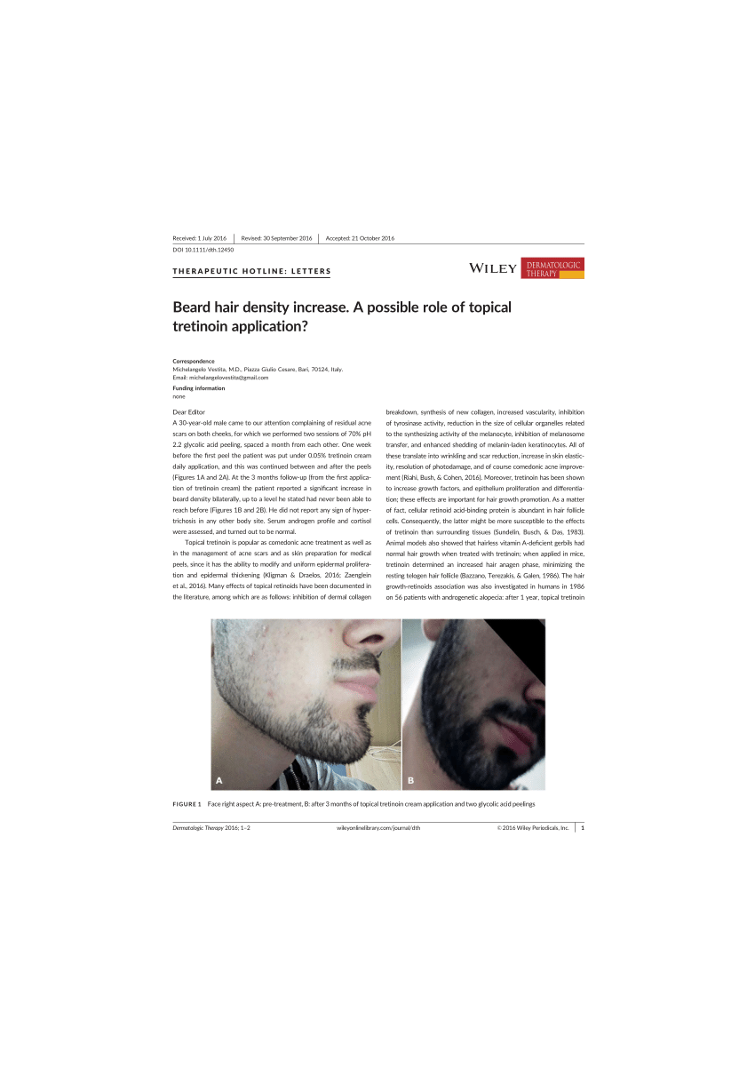 PDF) Beard hair density increase. A possible role of topical tretinoin  application?: Tretinoin Induced Beard Density Increase