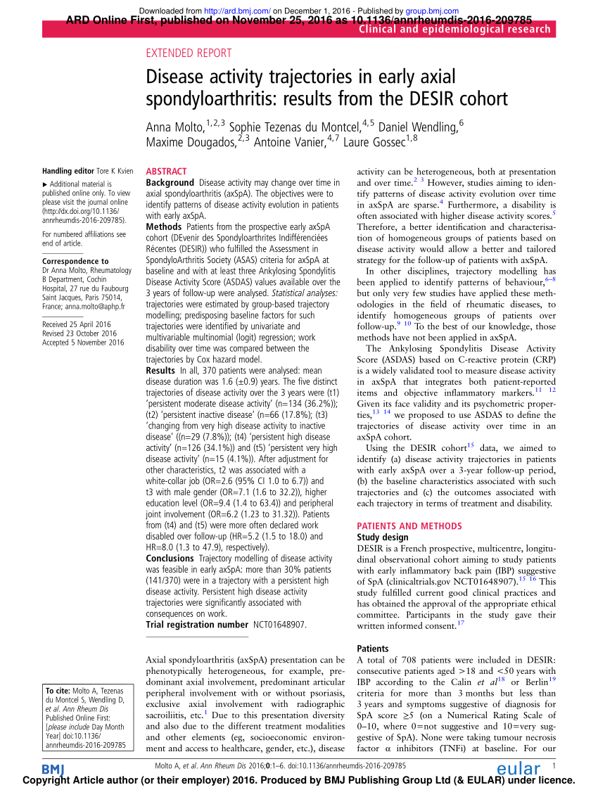 Performance of SASDAS (Simplified Axial Spondyloarthritis Disease Activity  Score) versus ASDAS in a Post Hoc Analysis of a Randomized Controlled  Clinical Trial - ACR Meeting Abstracts