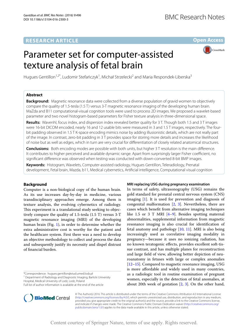 (PDF) Parameter set for computer-assisted texture analysis of fetal ...
