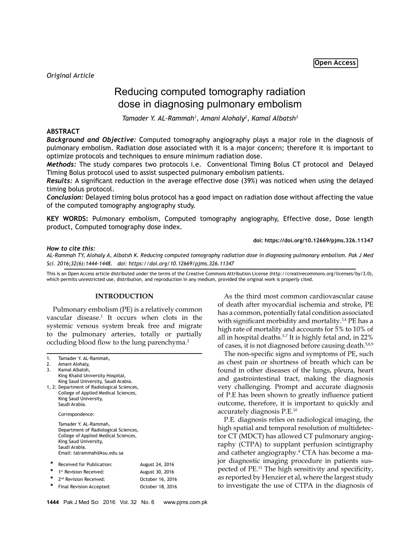 (PDF) Reducing computed tomography radiation dose in ...