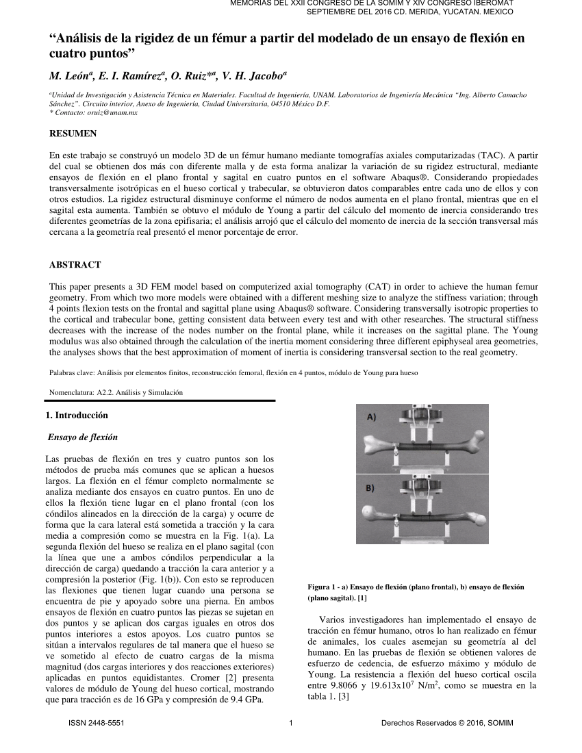 Pdf Analisis De La Rigidez De Un Femur A Partir Del Modelado De Un Ensayo De Flexion En Cuatro Puntos