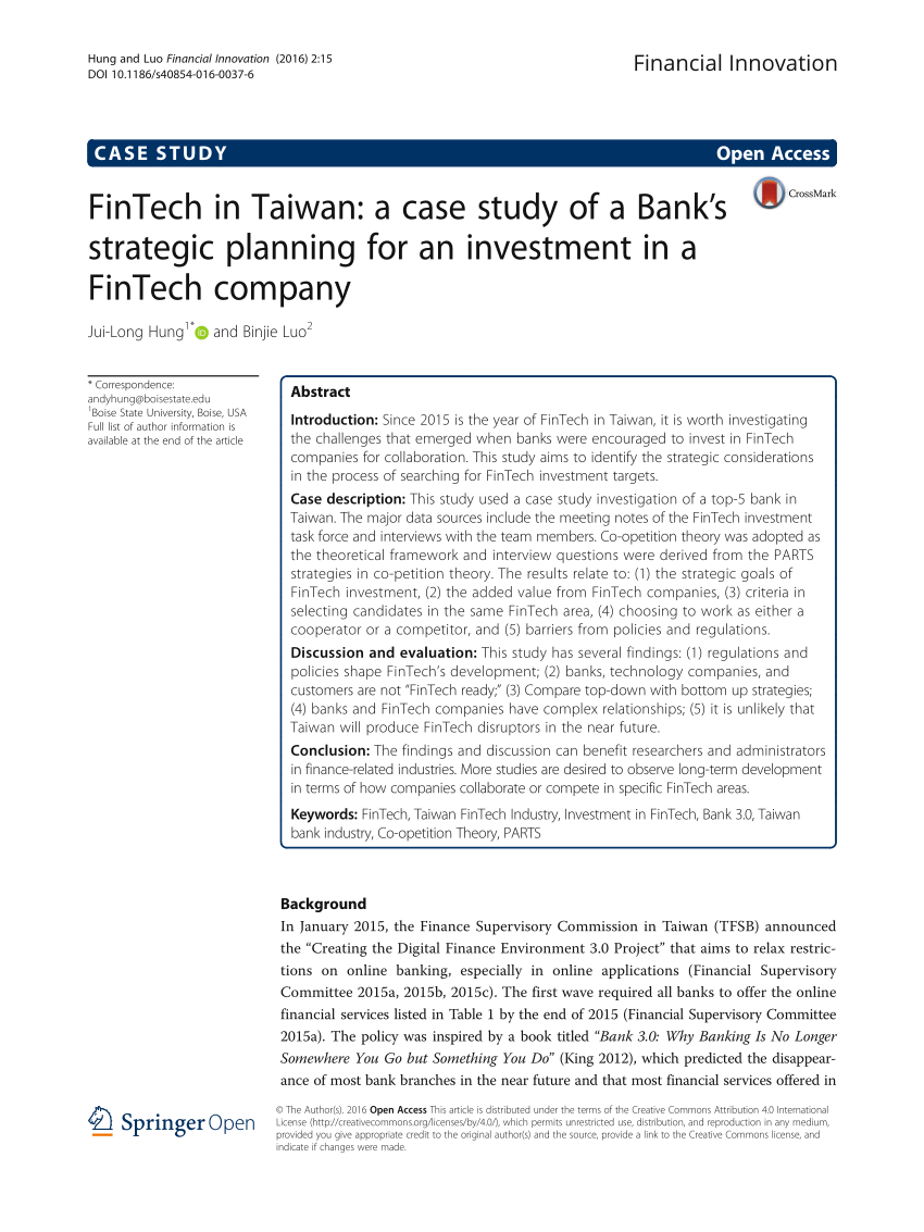 case study on fintech company