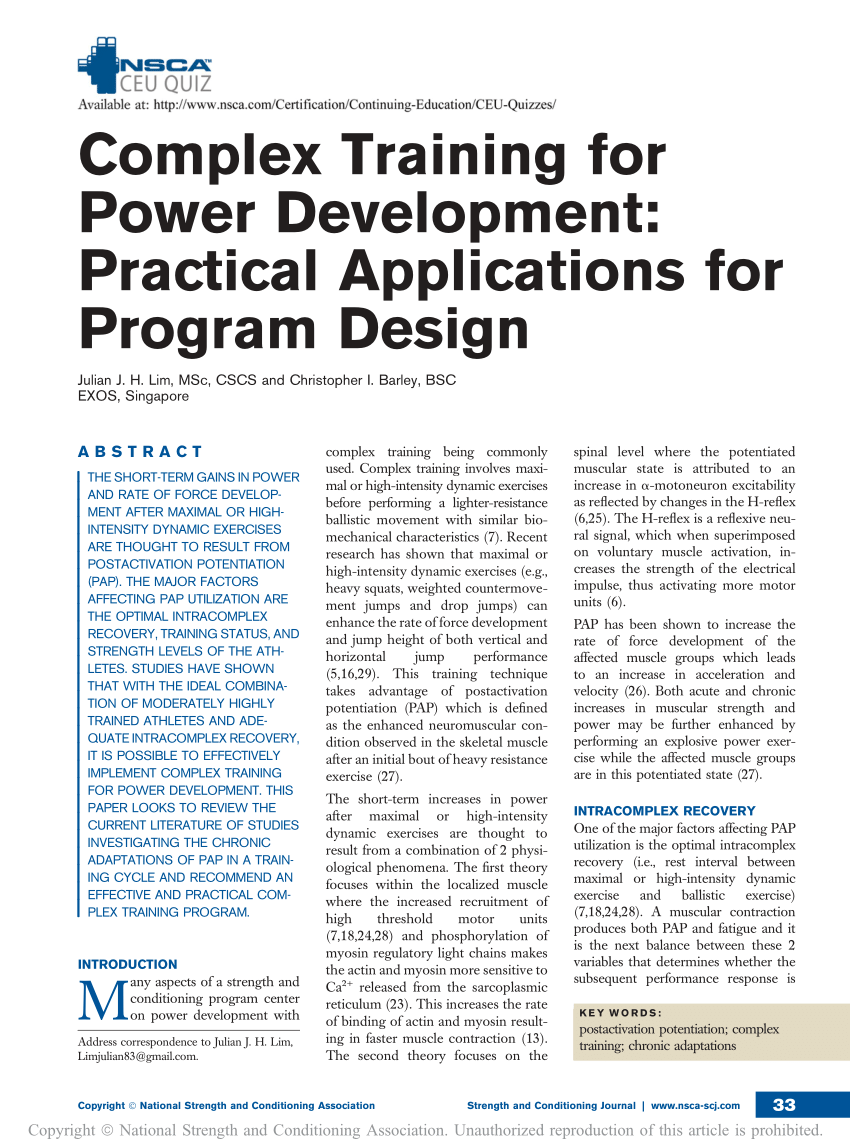 PDF) Complex Training for Power Development: Practical