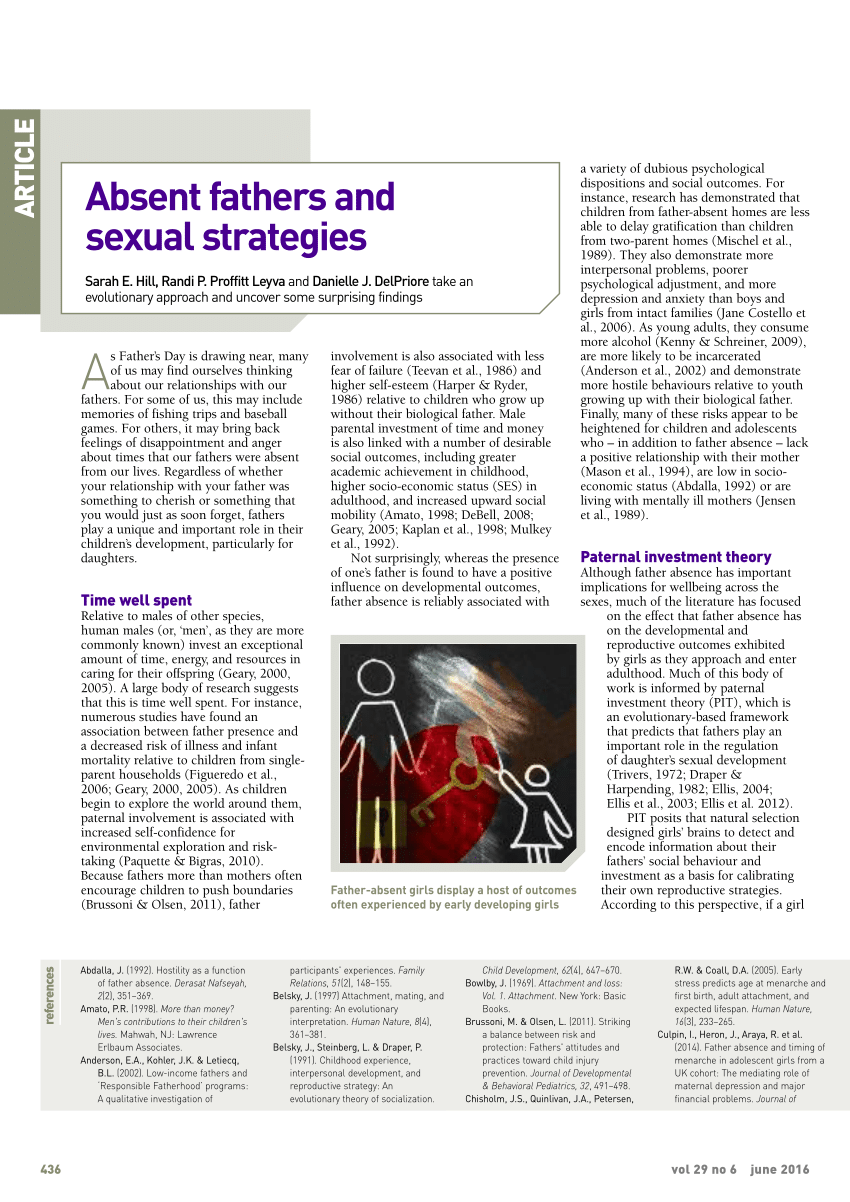 Pdf Absent Fathers And Sexual Strategies