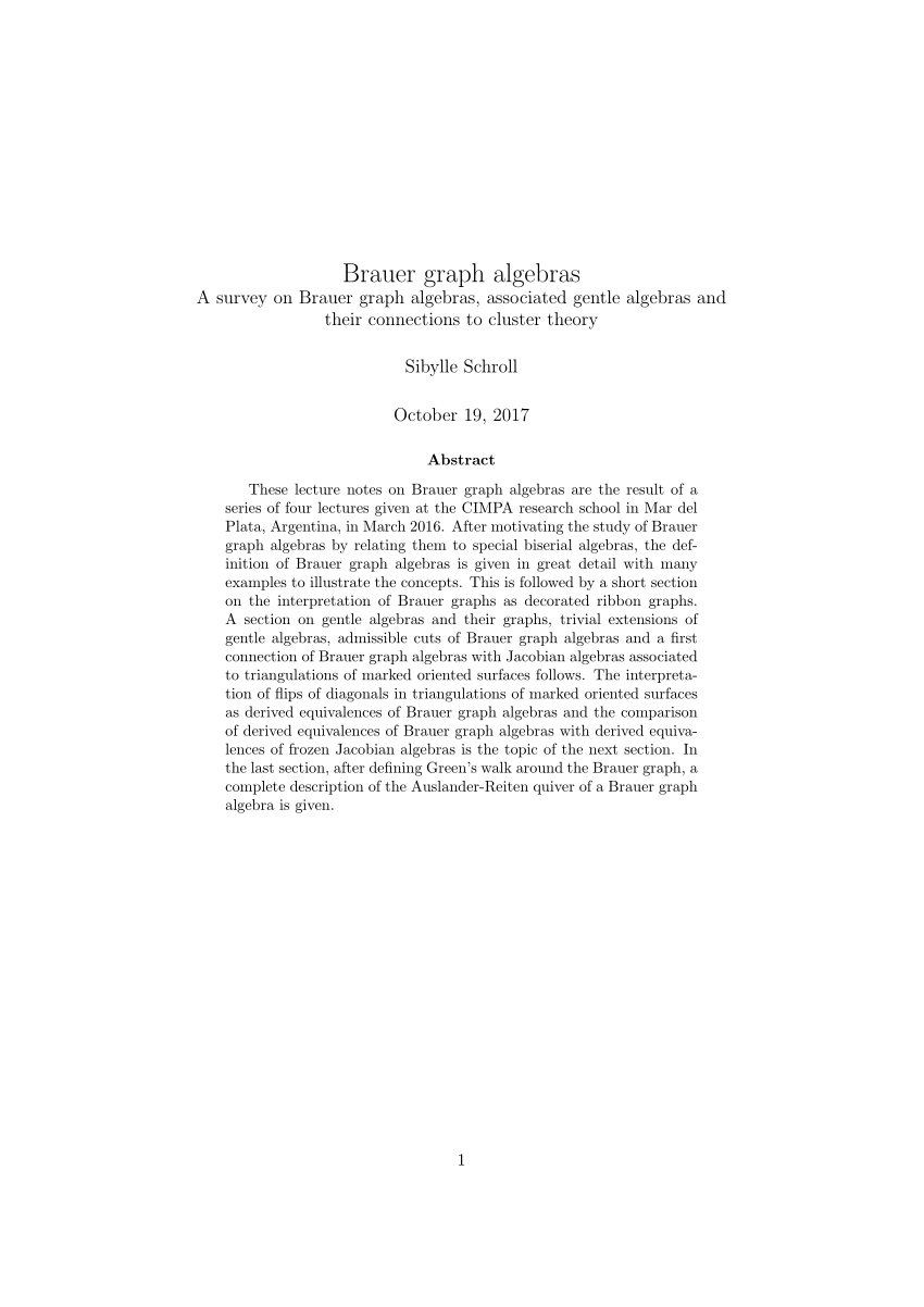 (PDF) Brauer graph algebras