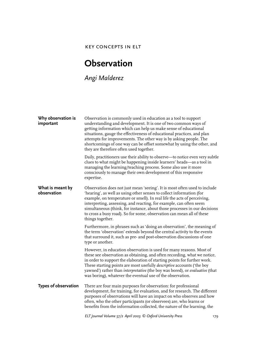 Pdf Observation