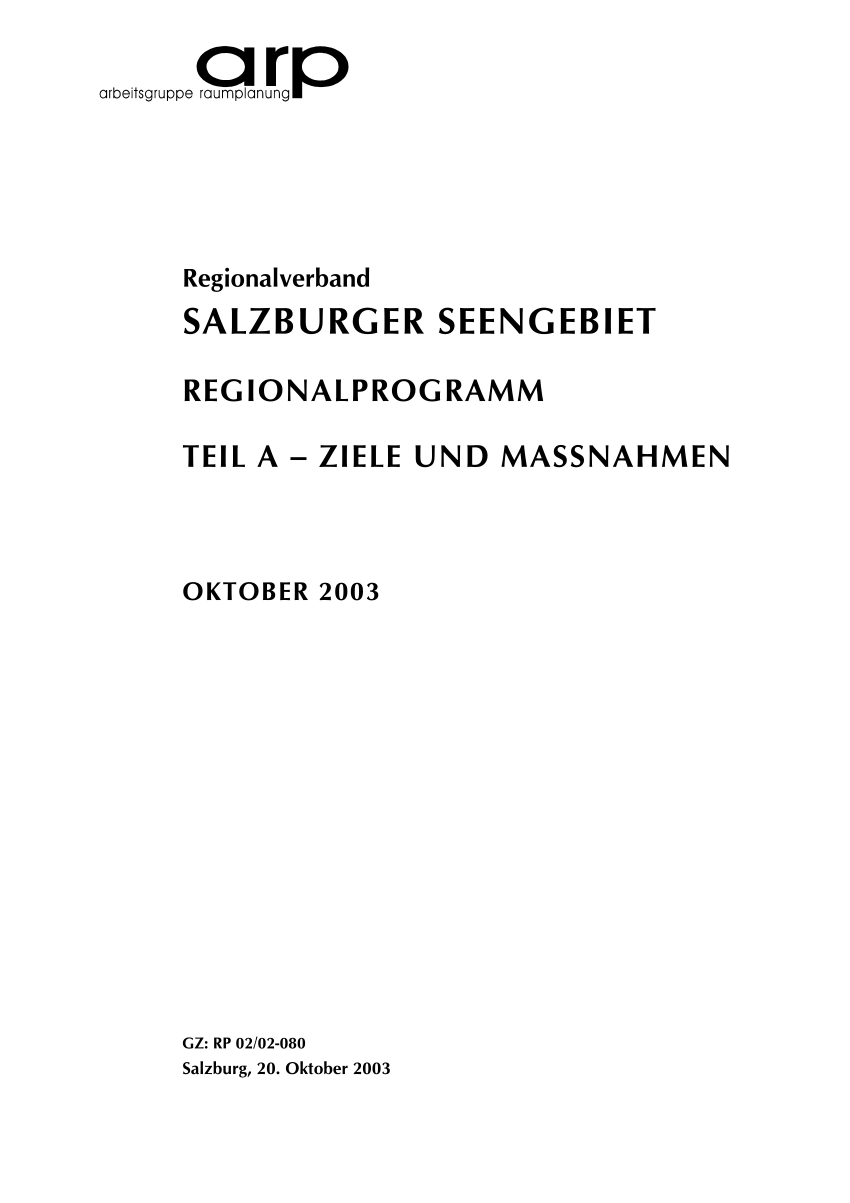 PDF Regionalprogramm Salzburger Seenland Teil A Ziele und Massnahmen Teil B Planungsbericht Teil C Plandarstellung