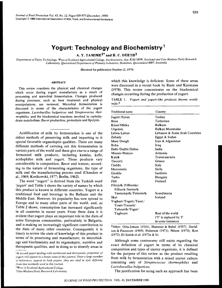 (PDF) Yogurt: Technology and Biochemistry - Largepreview