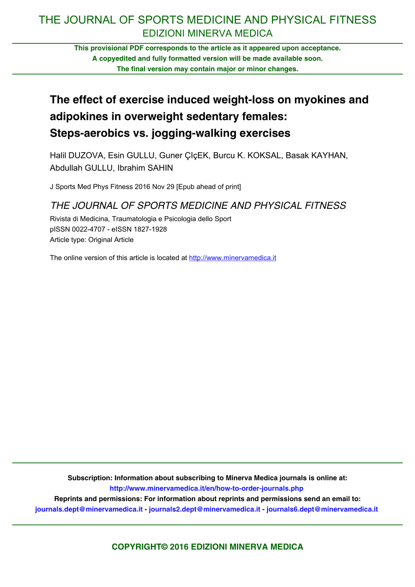 Pdf The Effect Of Exercise Induced Weight Loss On Myokines