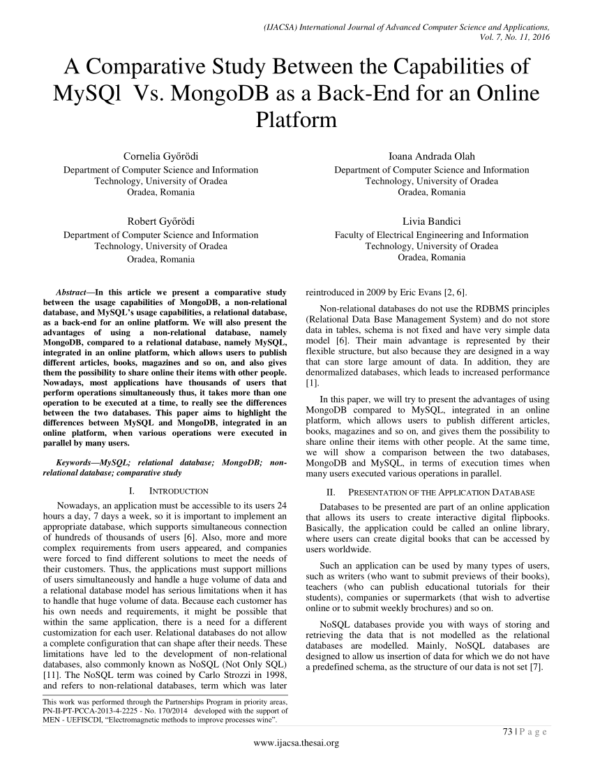mysql vs mongodb pros and cons