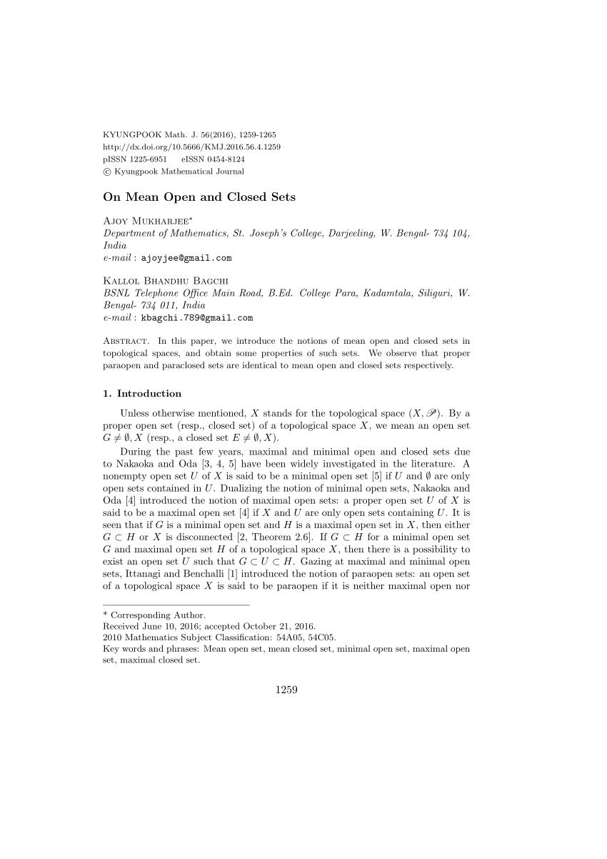 PDF On Mean Open and Closed Sets