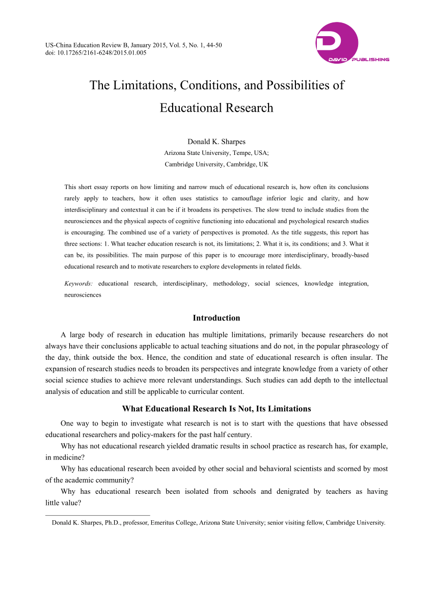 limitations of educational research pdf