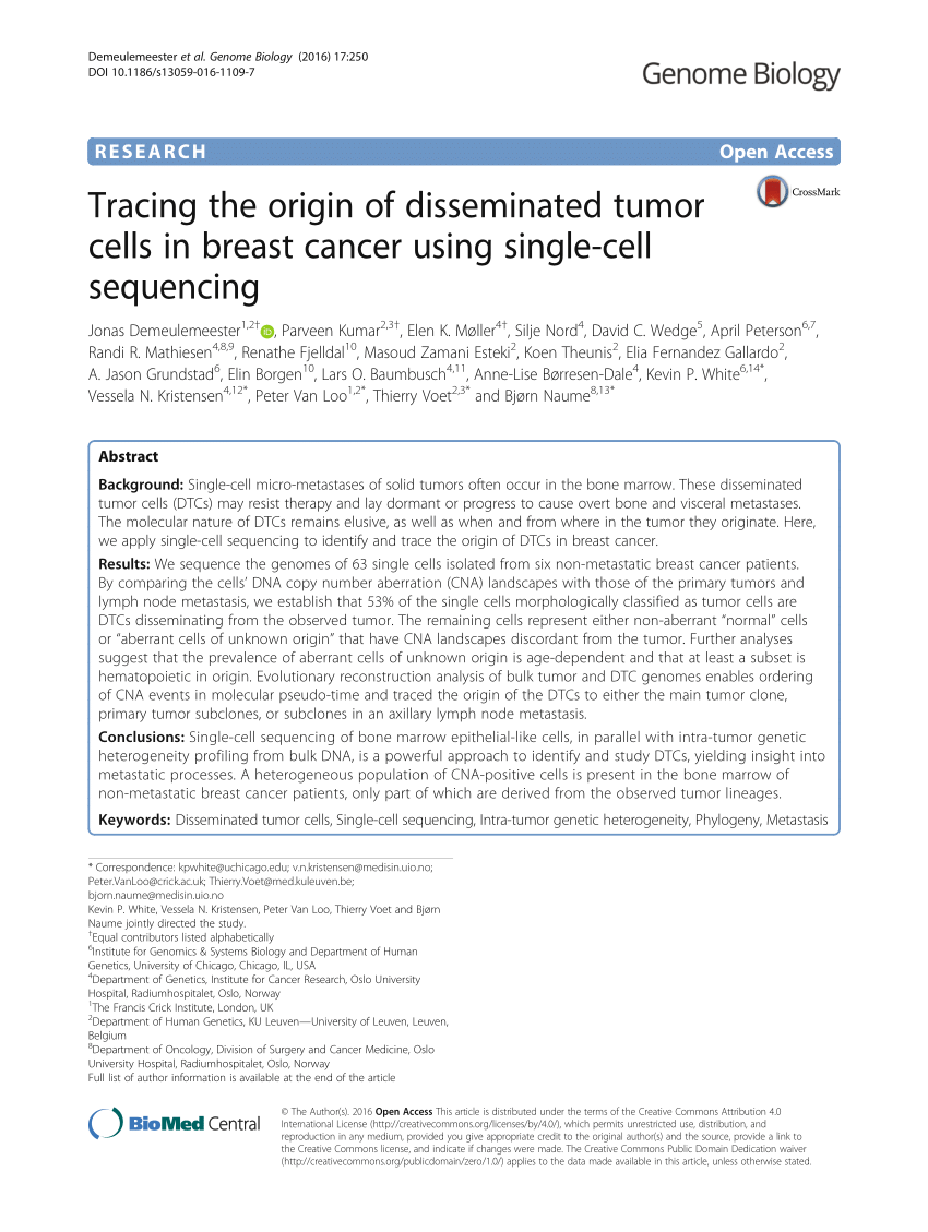 (PDF) Tracing the origin of disseminated tumor cells in breast cancer ...