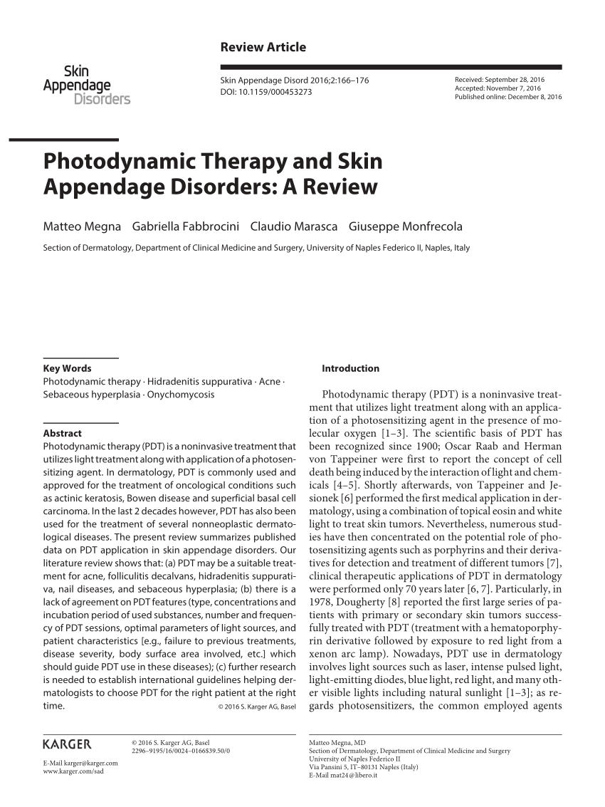 (PDF) Photodynamic Therapy and Skin Appendage Disorders: A Review