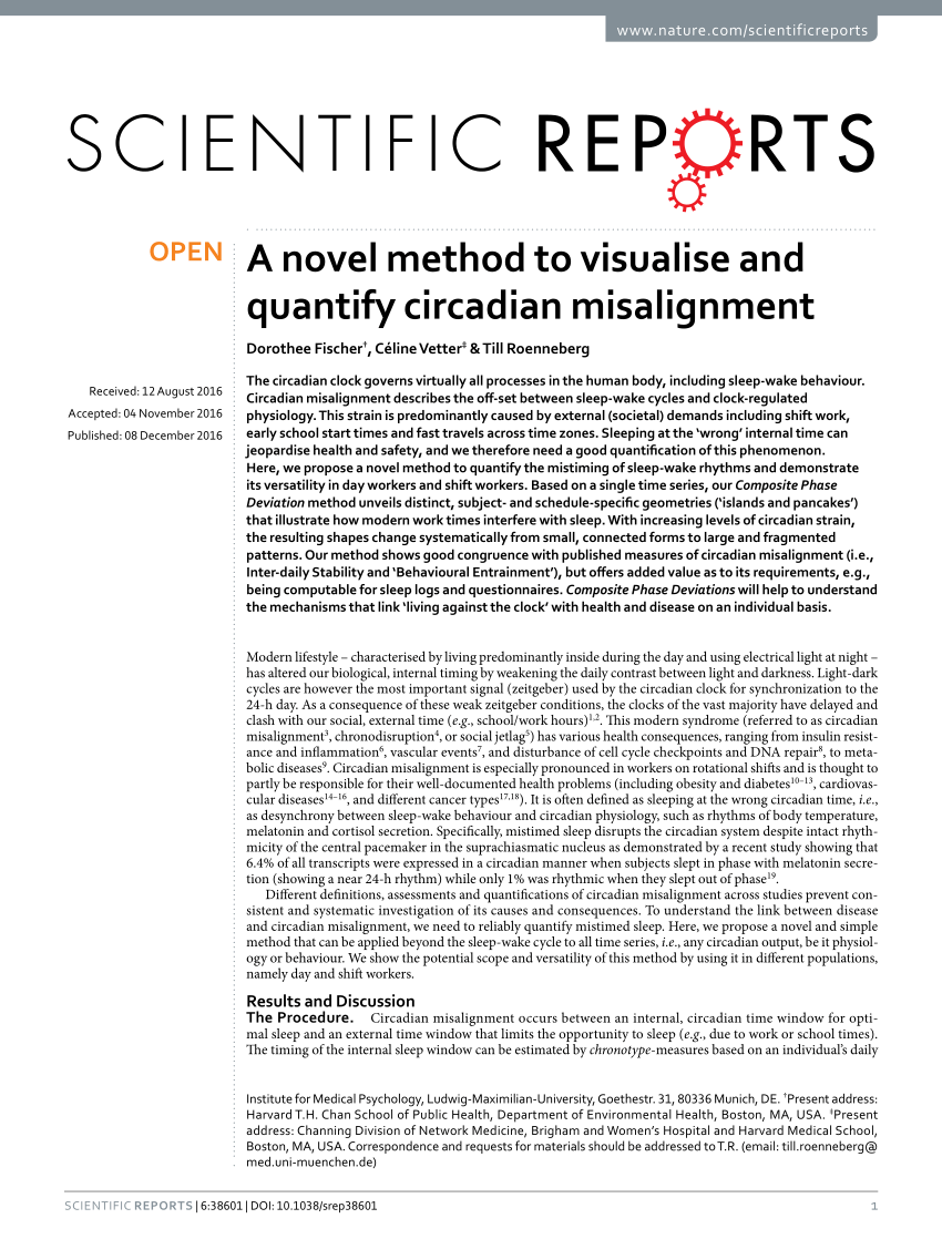 Pdf A Novel Method To Visualise And Quantify Circadian Misalignment