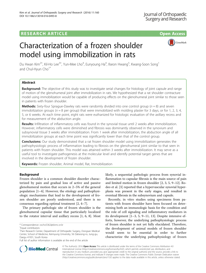 pdf) characterization of a frozen shoulder model using