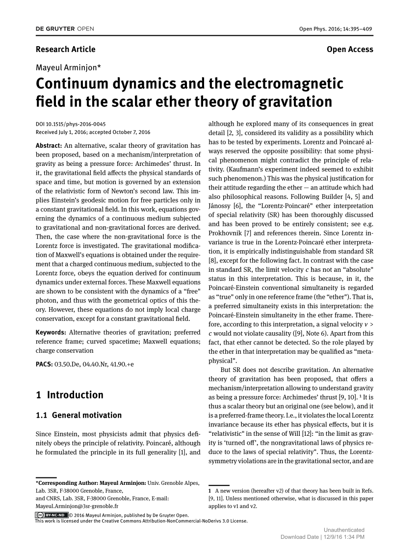 PDF) Continuum Dynamics And The Electromagnetic Field In The.