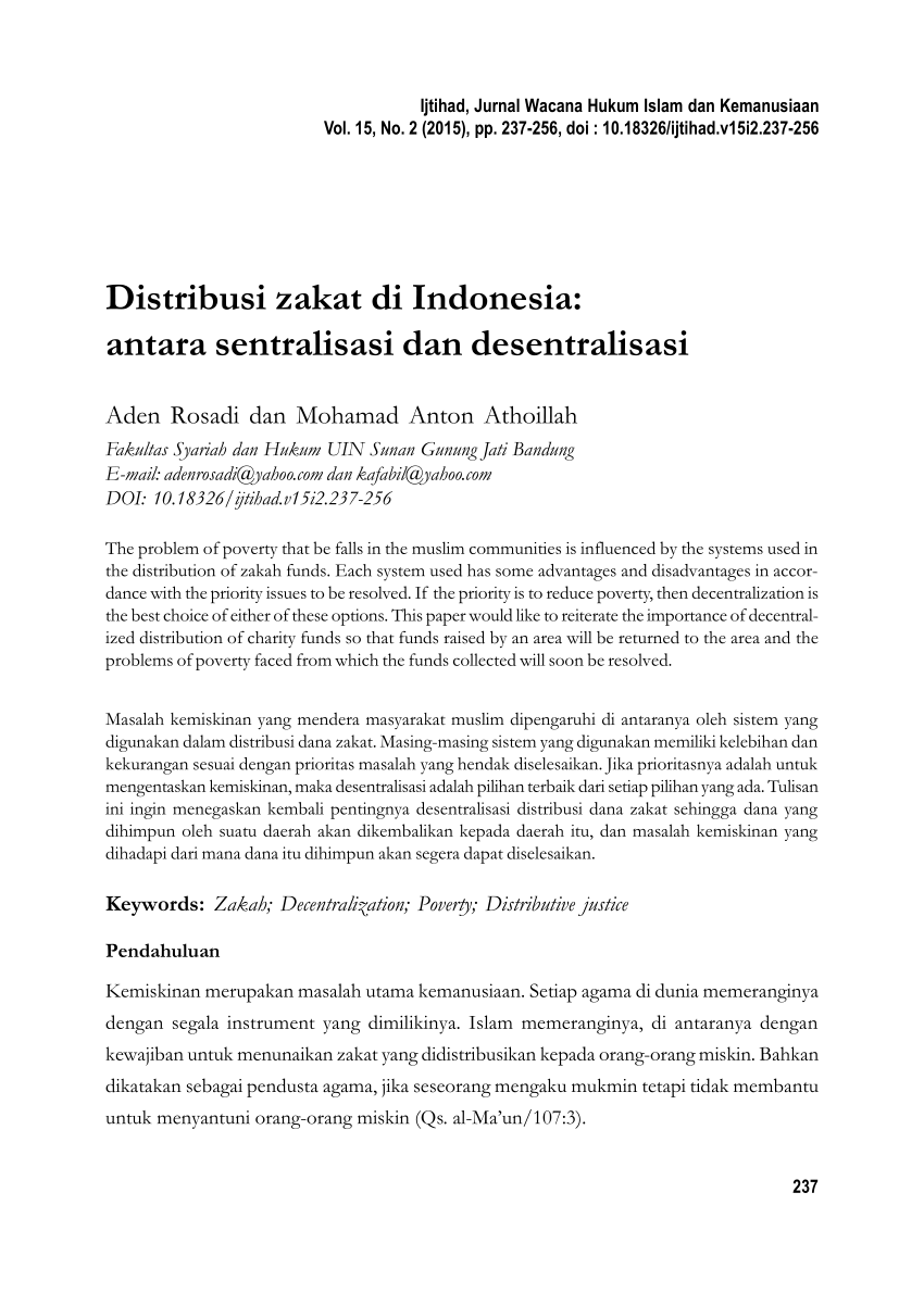 PDF Distribusi Zakat Di Indonesia Antara