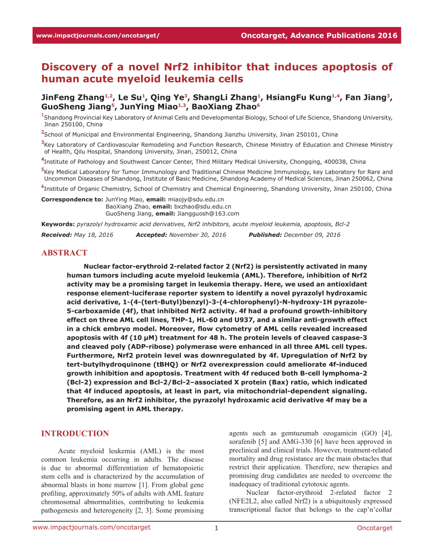 (PDF) Novel IDH1 Mutant Inhibitors for Treatment of Acute 