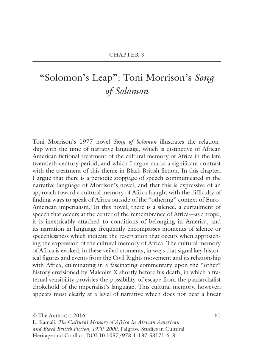 PDF) “Solomon's Leap”: Toni Morrison's Song of Solomon