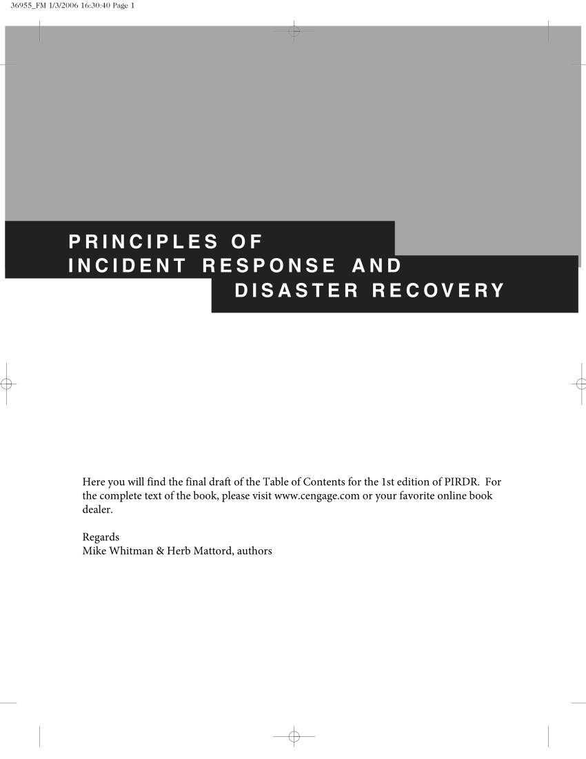 PDF) Principles of Incident Response and Disaster Recovery