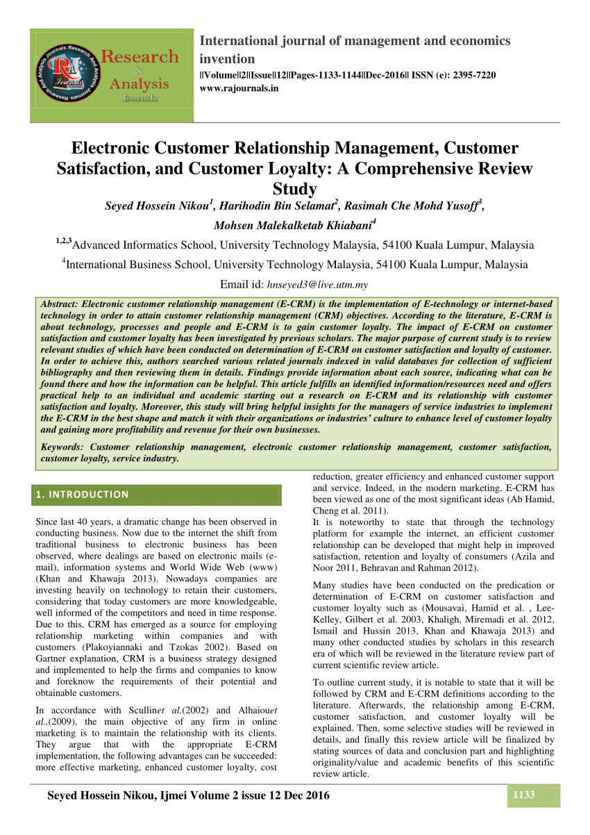 literature review of customer relationship management