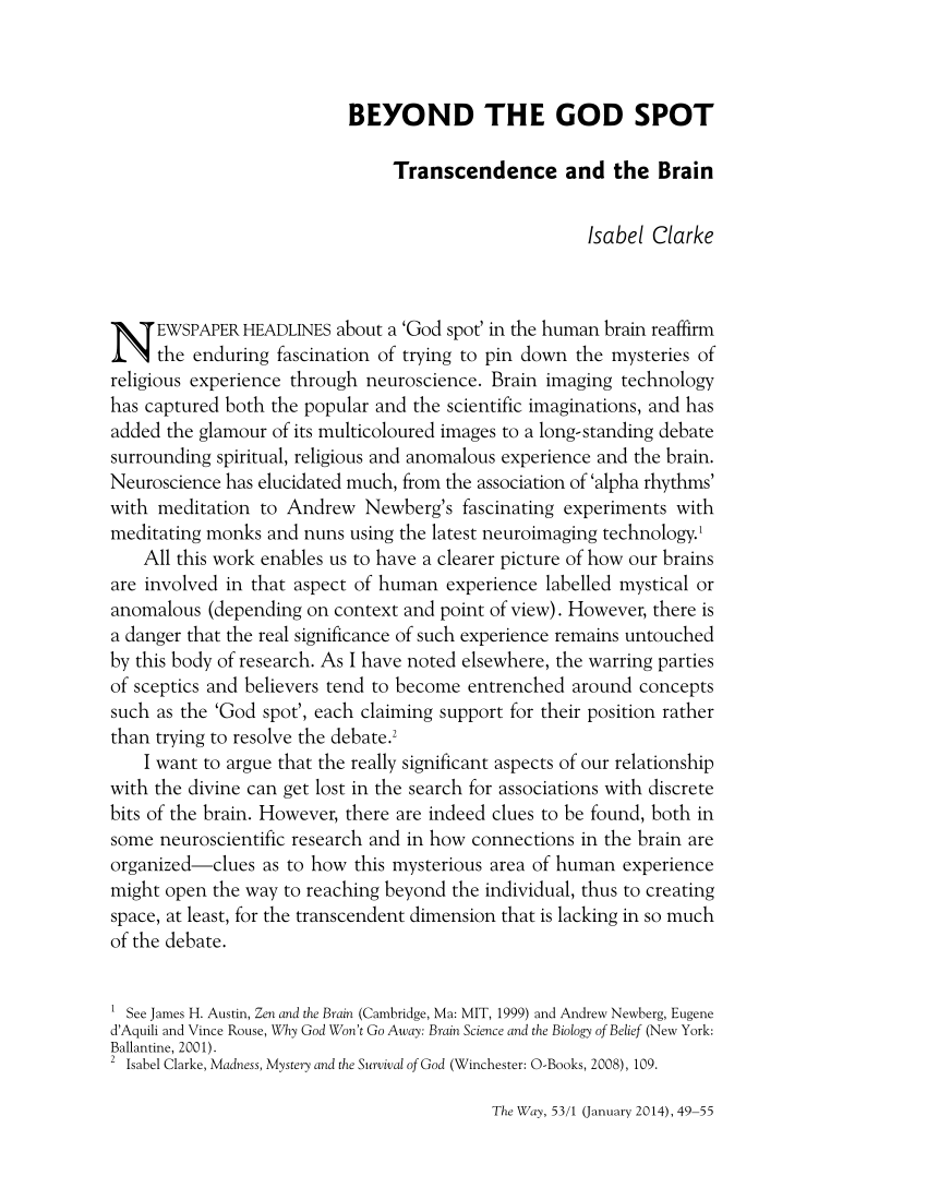 Why God Won't Go Away: Brain Science & the Biology of Belief