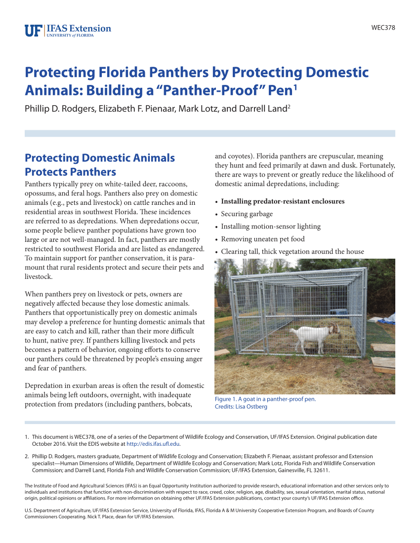 PDF) Protecting Florida Panthers by Protecting Domestic Animals: Building a  