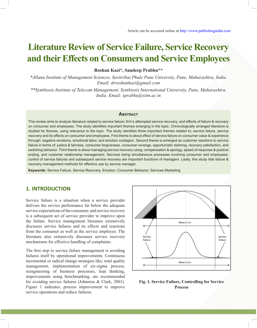 Service recovery literature review and research issues