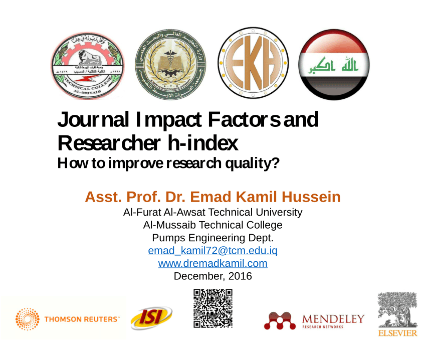 Download (PDF) Journal Impact Factors, Researcher h-index, How to ...