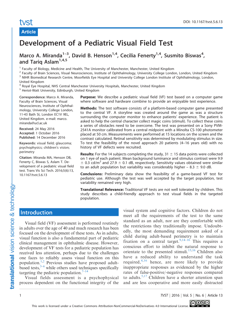 PDF) Development of a Pediatric Visual Field Test