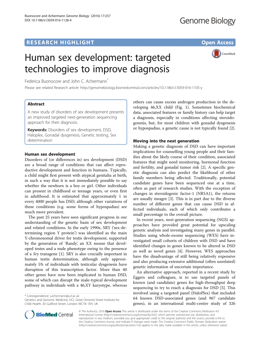 Pdf Human Sex Development Targeted Technologies To Improve Diagnosis