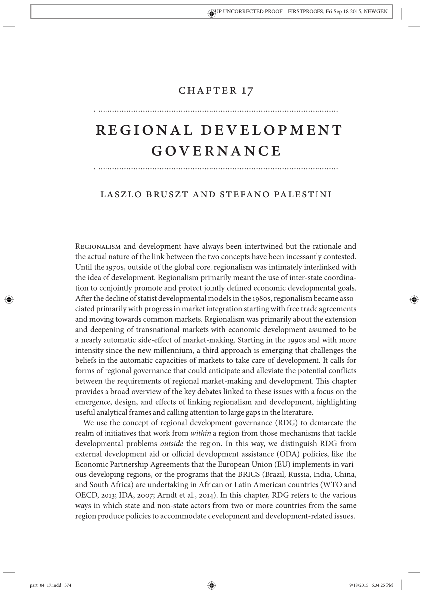 Pdf Regional Development Governance