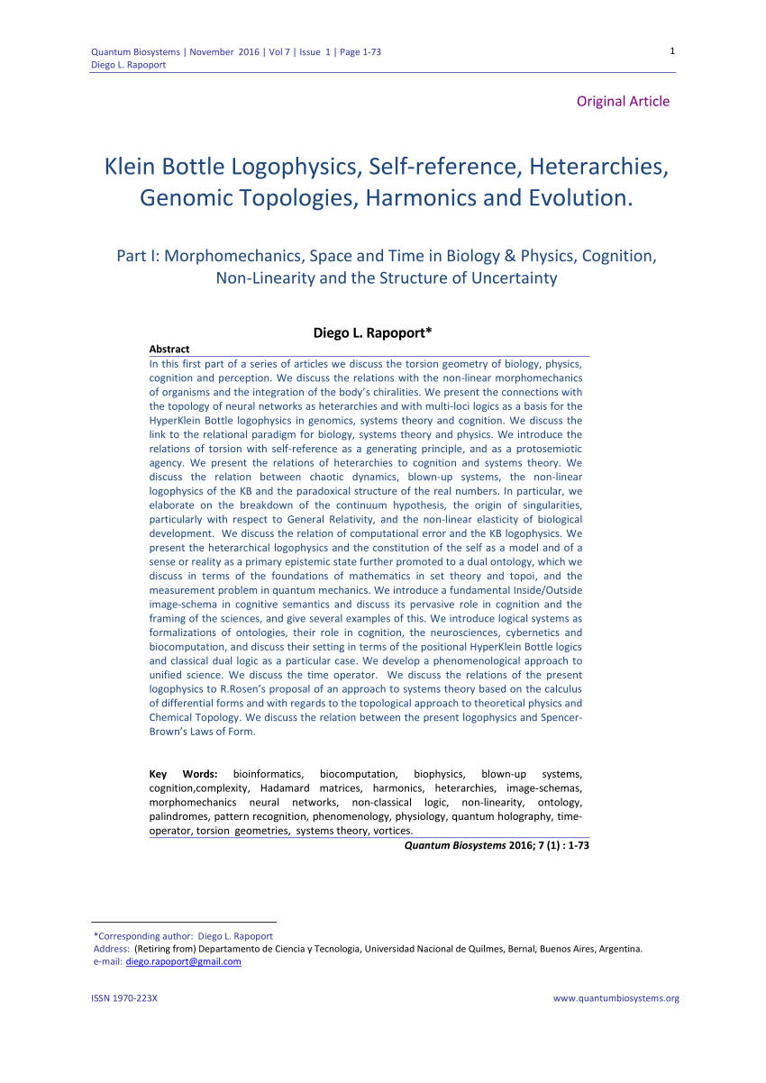 PDF)   Klein Bottle Logophysics, Self-reference, Heterarchies ...