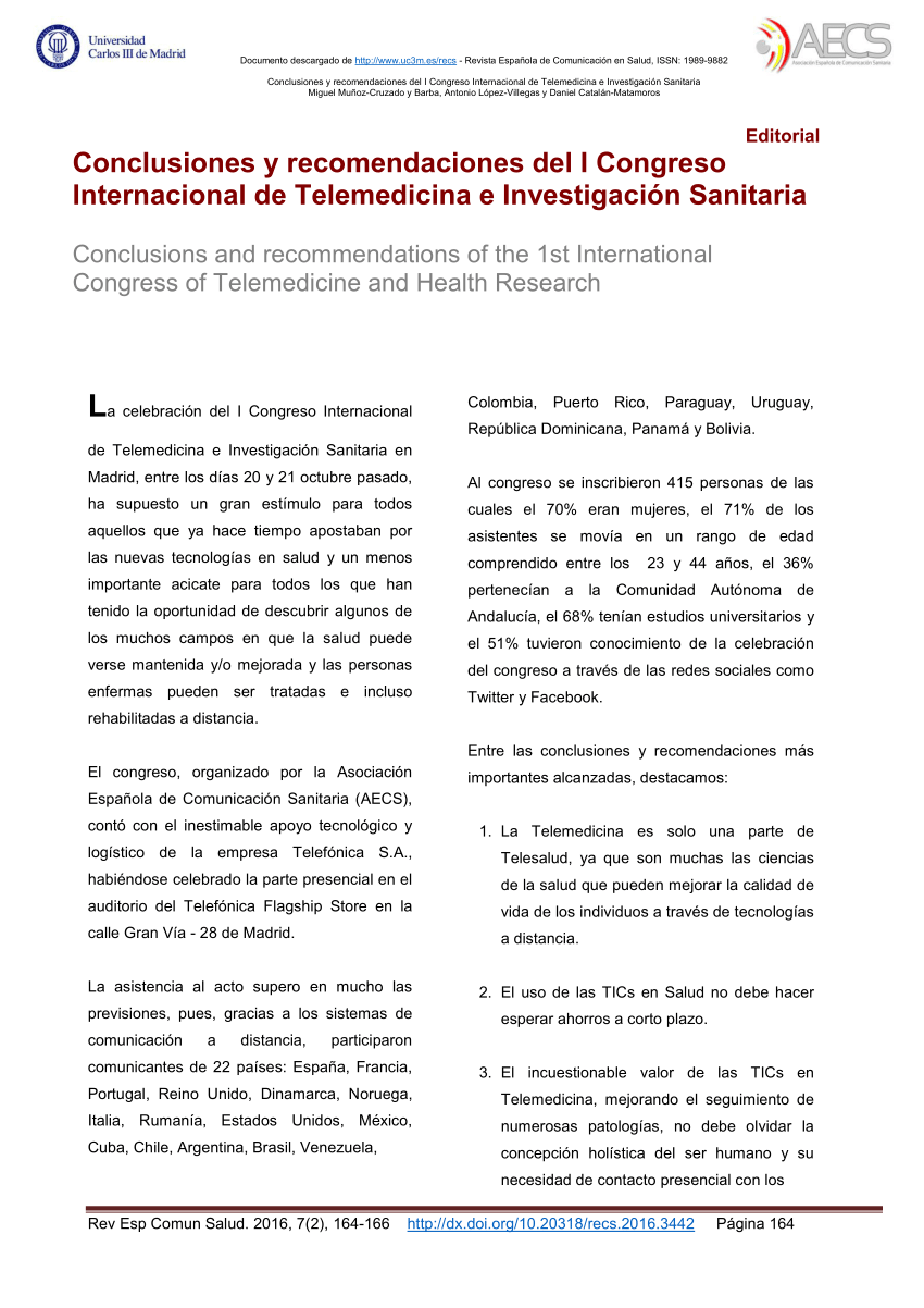 Pdf Conclusiones Y Recomendaciones Del I Congreso Internacional